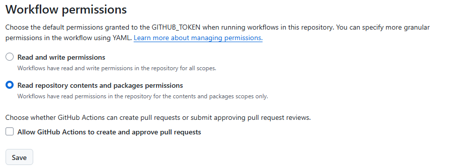 Settings → Actions → General → Workflow permissions