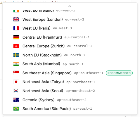 리전 목록에서 Northeast Asia (Seoul) ap-northeast-2 선택