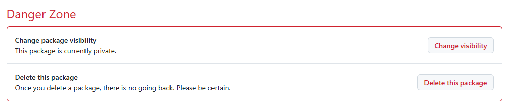 Package settings → Danger Zone → Change visibility